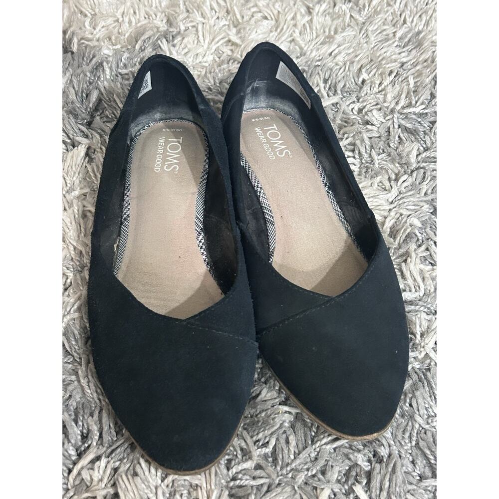 Toms Jutti Neat 10016804 Ballet Flat Women's 9.5 Black Suede Slip On Shoes